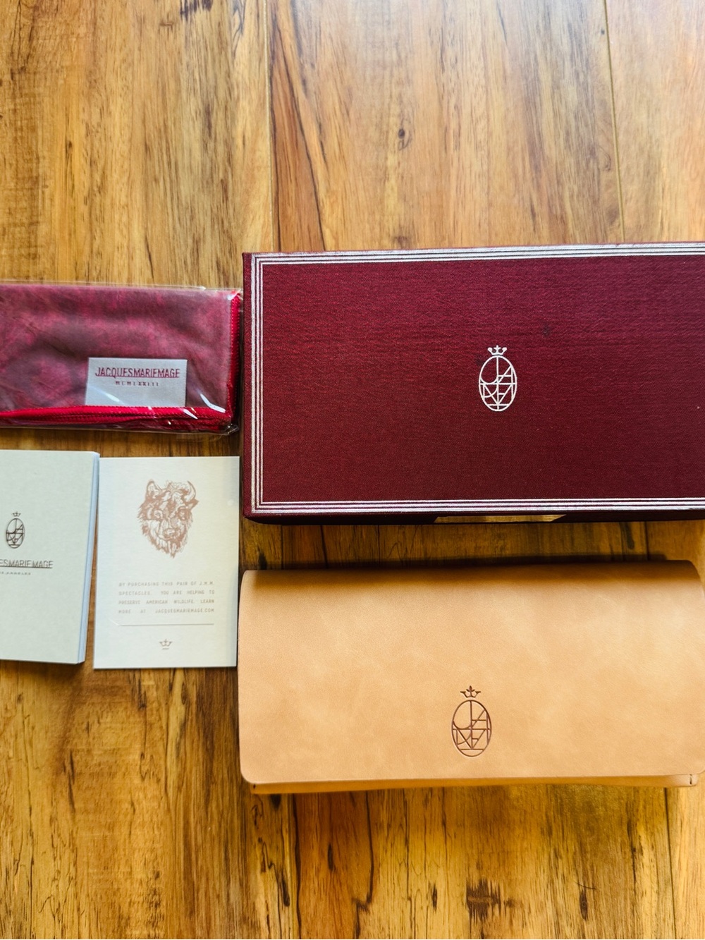 Men’s Tan Leather Sunglasses Case with Burgundy Box